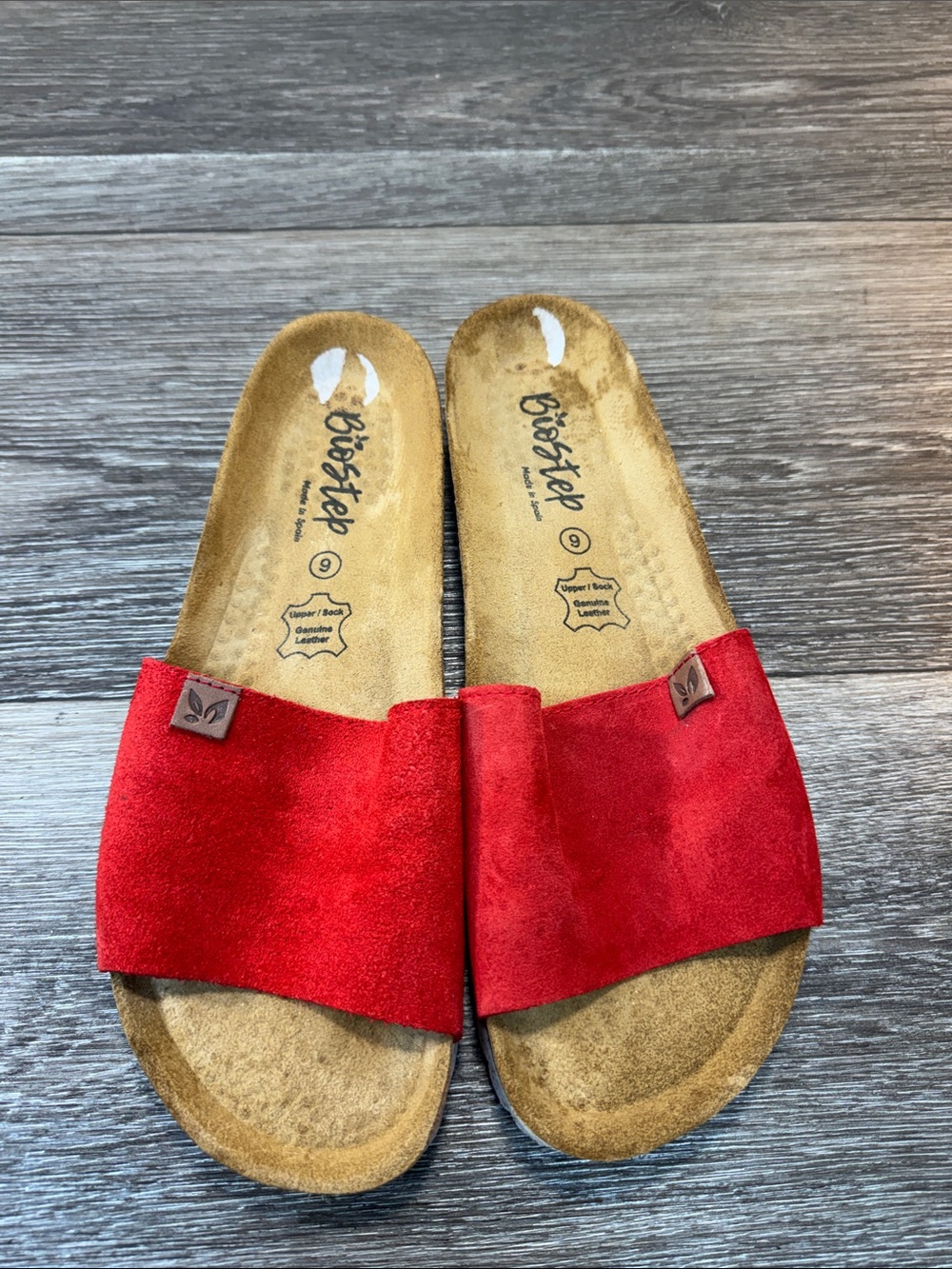 Women’s Red Suede Slide Sandals by BioStep Sz 9 (h98)